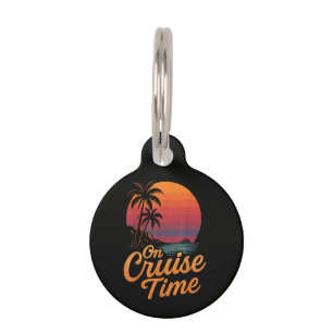 Tropical Palm Tree Sunset Cruise Vacation Pet Tag
