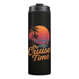 Tropical Palm Tree Sunset Cruise Vacation Thermal Tumbler