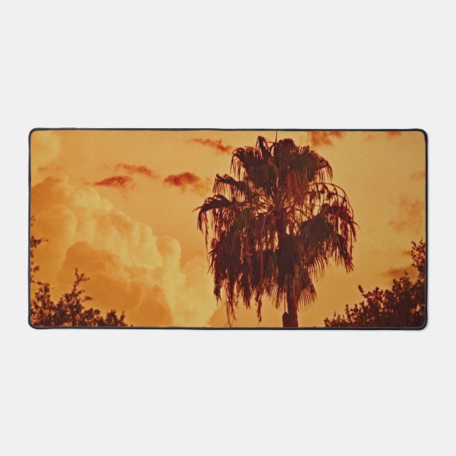 Tropical Palm Tree Sunset Desk Mat (Front)