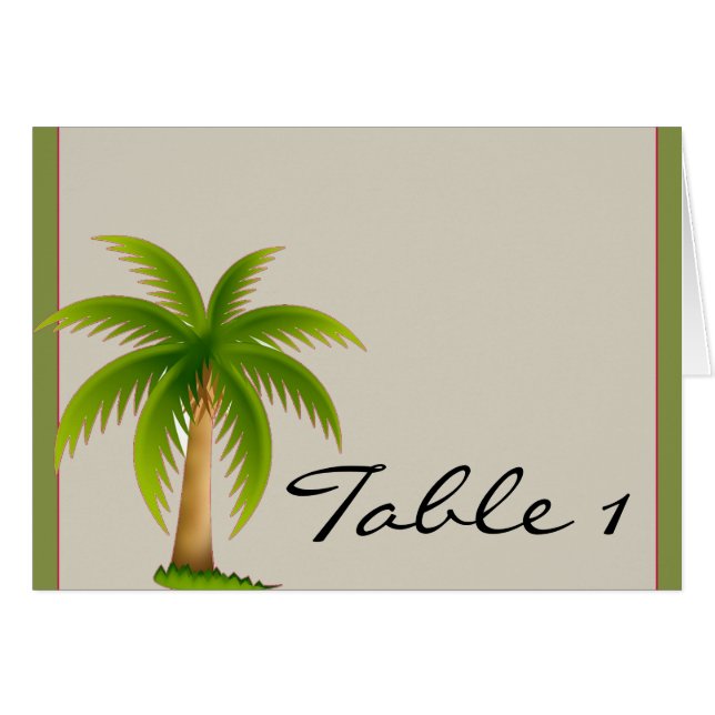 Tropical Palm Tree Table Number tent card (Front Horizontal)