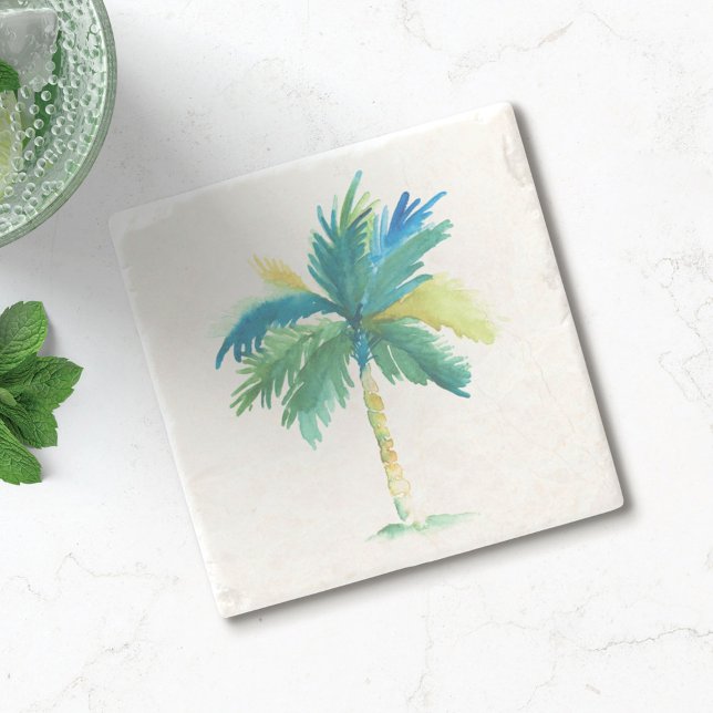 Tropical Palm Tree Tiki Bar Stone Coaster (Creator Uploaded)