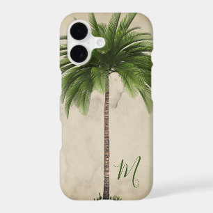 Tropical Palm Tree Vintage Elegant Monogram