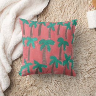 Tropical Palm Tree Watercolor Pillow