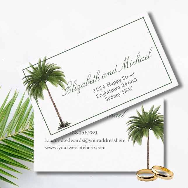  Tropical Palm Tree Wedding Information  Business Card (Creator Uploaded)