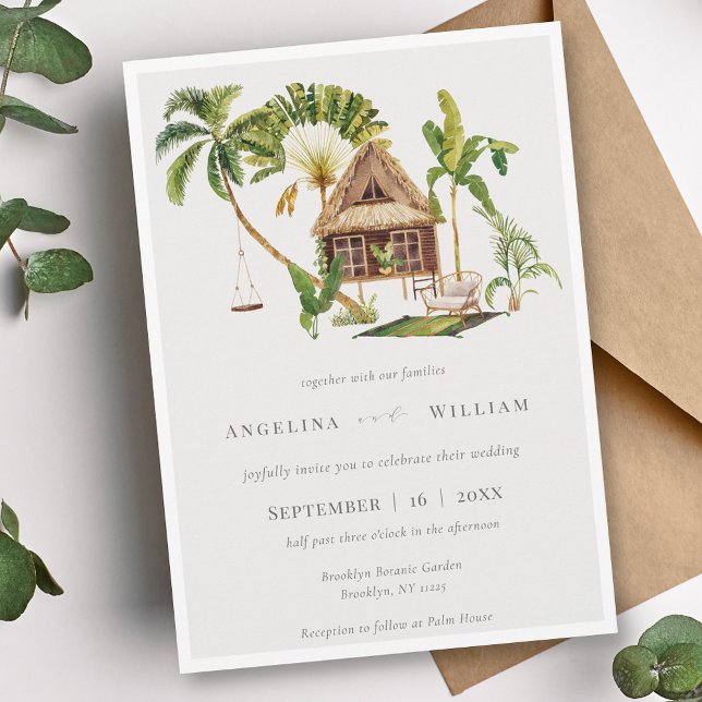 Tropical Palm Tree Wedding Invitation (Creator Uploaded)