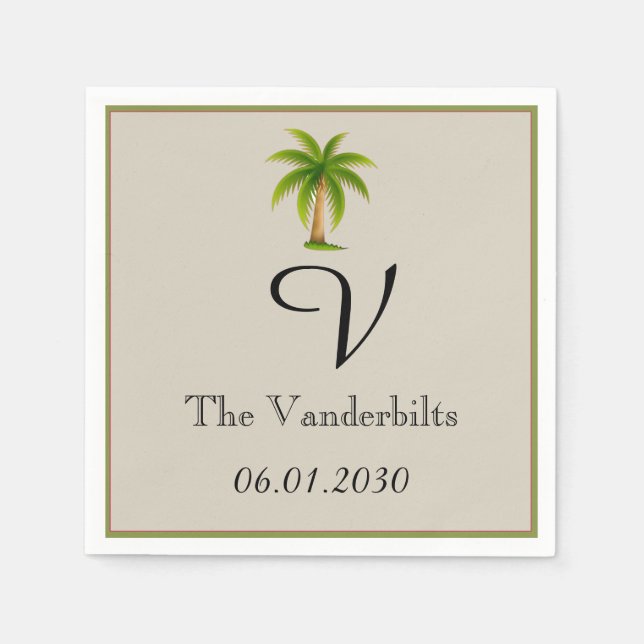 Tropical Palm Tree Wedding Napkin (Front)