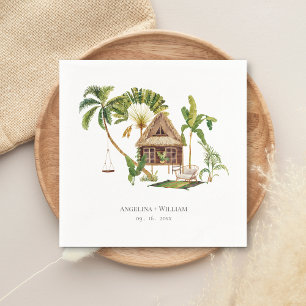 Tropical Palm Tree Wedding Napkin