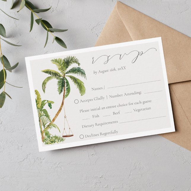 Tropical Palm Tree Wedding RSVP Card (Creator Uploaded)