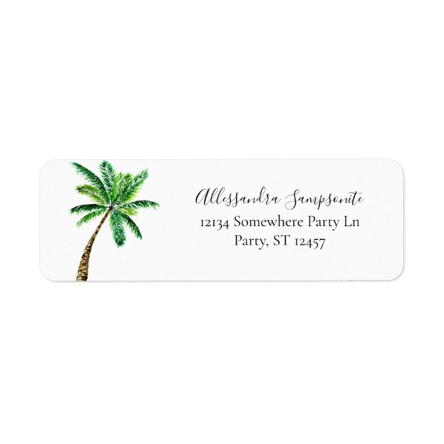 Tropical Palm Tree White Return Address Return Address Label (Front)