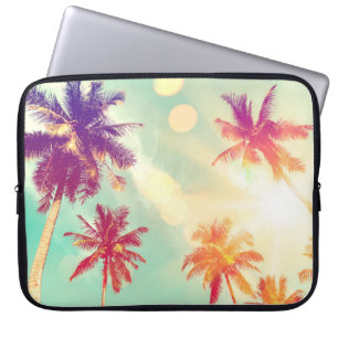 Tropical palm tree with colourful bokeh sun light laptop sleeve