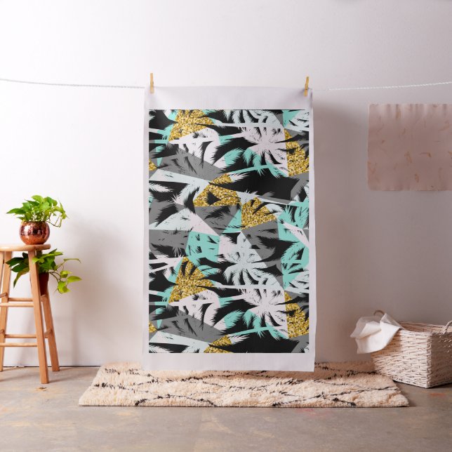 Tropical palm trees abstract geometric pattern fabric (In Situ)