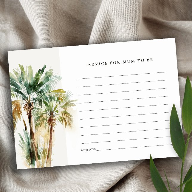 Tropical Palm Trees Advice For Mum Baby Shower Enclosure Card (Creator Uploaded)