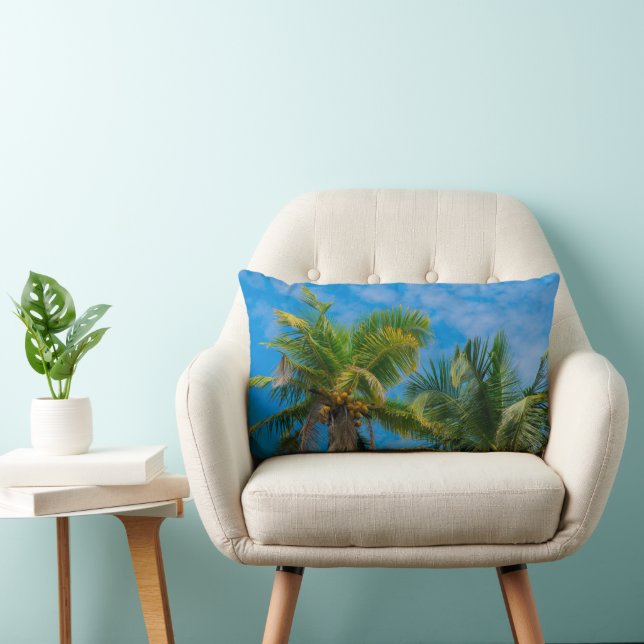 Tropical Palm Trees and Coconuts Lumbar Cushion (Chair)