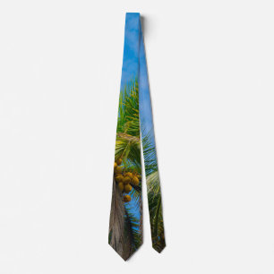 Tropical Palm Trees and Coconuts Tie