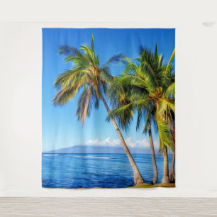 Tropical Palm Trees and Molokini from Maui Hawaii  Tapestry