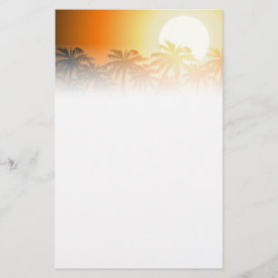 Tropical palm trees at sunset stationery