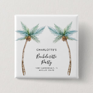 Tropical Palm Trees Bachelorette Party Keepsake 15 Cm Square Badge