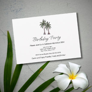 Tropical Palm Trees Beach 30th Birthday Party Invitation