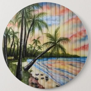 TROPICAL PALM TREES BEACH BLINDS 6 CM ROUND BADGE