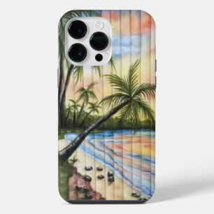 TROPICAL PALM TREES BEACH BLINDS iPhone 14 PRO MAX CASE