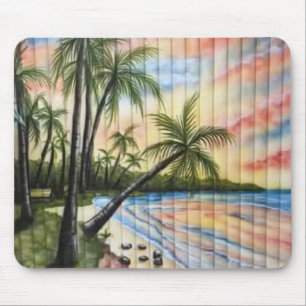 TROPICAL PALM TREES BEACH BLINDS MOUSE PAD