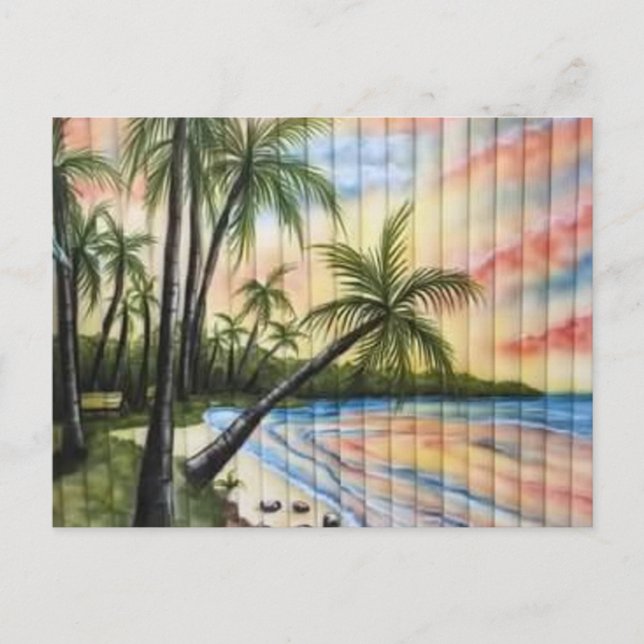 TROPICAL PALM TREES BEACH BLINDS POSTCARD (Front)