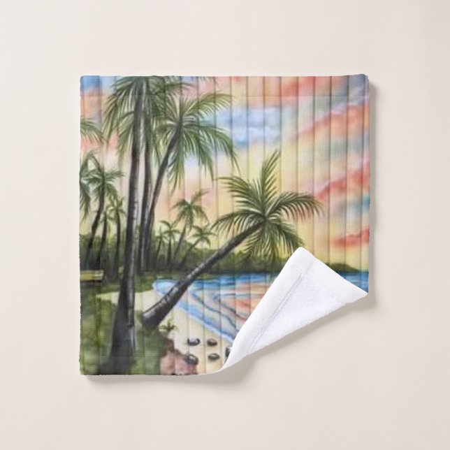 TROPICAL PALM TREES BEACH BLINDS WASH CLOTH (Wash Cloth)