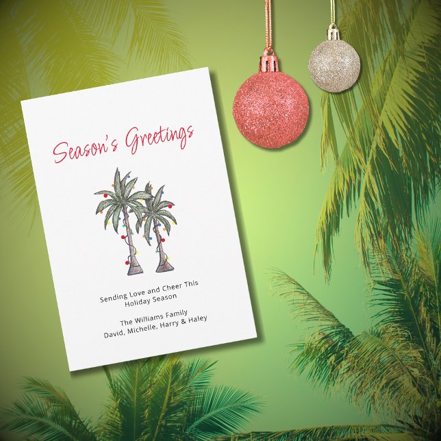 Tropical Palm Trees Beach Christmas Illustration  Holiday Card (Creator Uploaded)