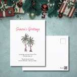 Tropical Palm Trees Beach Christmas Illustration  Holiday Postcard<br><div class="desc">Tropical Beach Christmas postcard,  with a palm trees illustration and customisable typography. A festive way send holiday wishes to friends and family from the tropics.</div>
