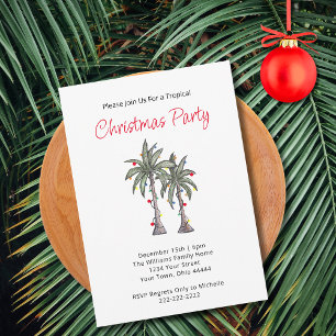 Tropical Palm Trees Beach Holiday Party Christmas  Invitation