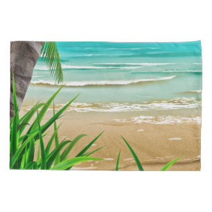 Tropical Palm Trees Beach Island Pillowcase