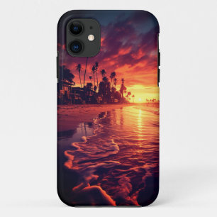 Tropical Palm Trees Beach Island Sunset iPhone 11 Case