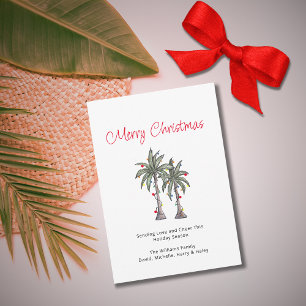 Tropical Palm Trees Beach Merry Christmas Holiday Card
