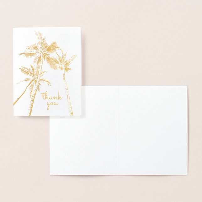 Tropical Palm Trees Beach Modern Thank You Foil Card (Display)