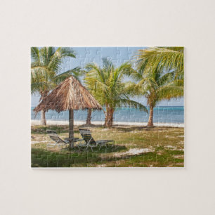 Tropical Palm Trees Beach Ocean Virgin Islands Jigsaw Puzzle
