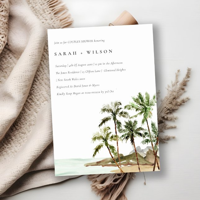 Tropical Palm Trees Beach Sand Couples Shower Invitation (Creator Uploaded)