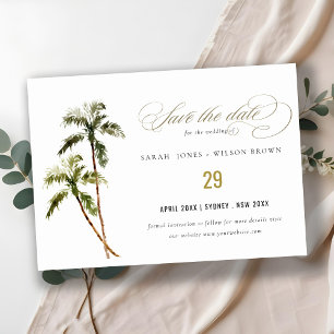 Tropical Palm Trees Beach Sand Watercolor Save The Date