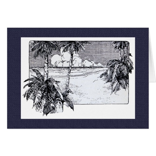 Tropical Palm Trees Beach Vintage Art (Front Horizontal)