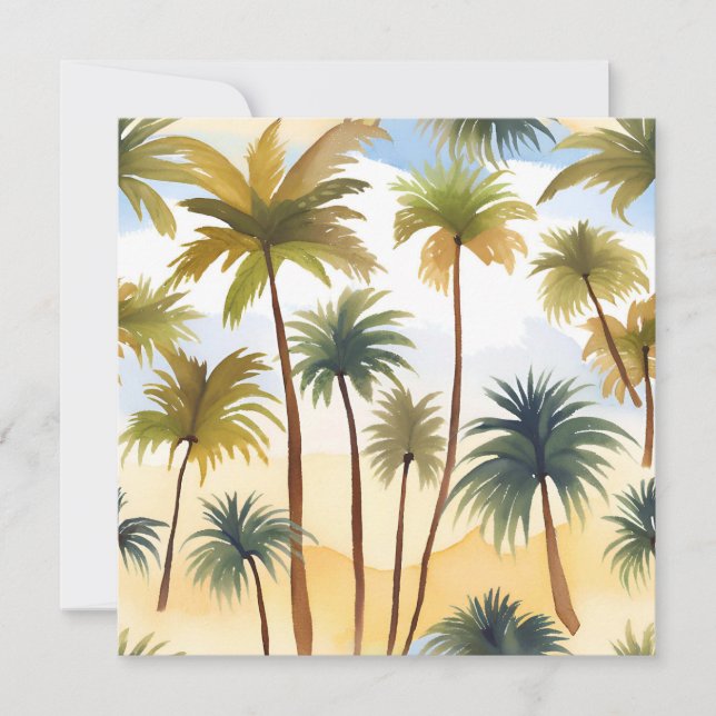 Tropical Palm Trees | Beach Watercolor Card (Front)
