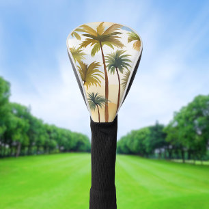Tropical Palm Trees Beach Watercolor Painting Golf Head Cover