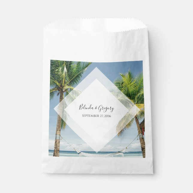 Tropical Palm Trees Beach Wedding  Favour Bag (Front)