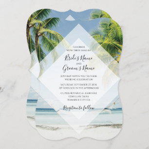 Tropical Palm Trees Beach Wedding Invitations