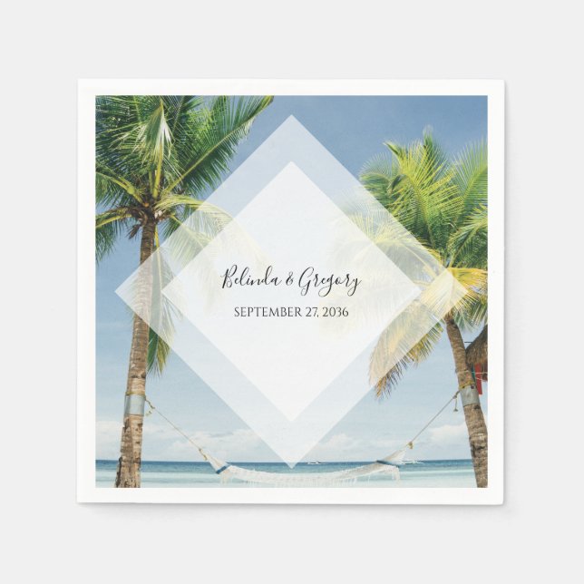Tropical Palm Trees Beach Wedding   Napkin (Front)