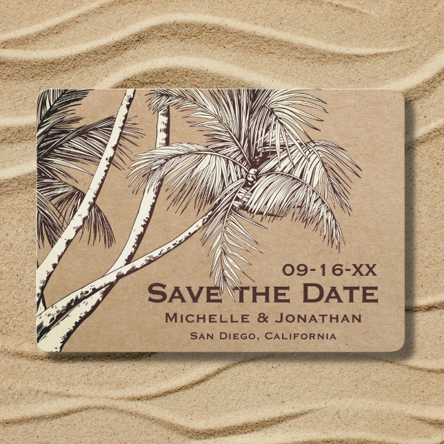 Tropical Palm Trees Beach Wedding Save The Date (Creator Uploaded)
