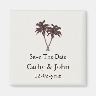 Tropical Palm Trees Beach Wedding Stationery Magnet