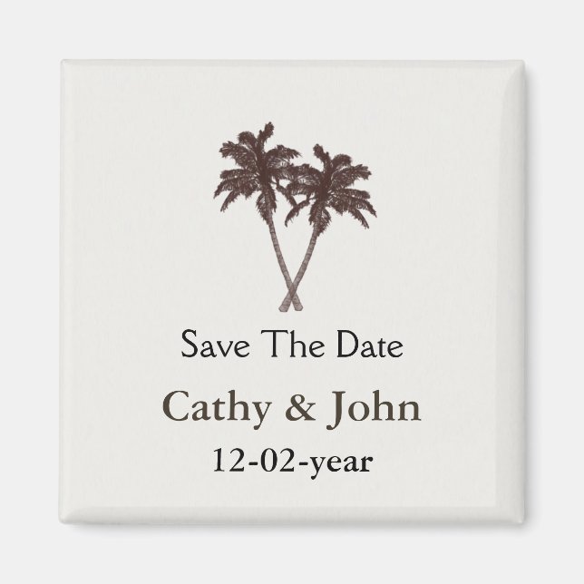 Tropical Palm Trees Beach Wedding Stationery Magnet (Front)