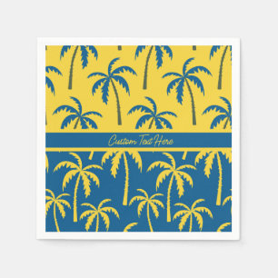 Tropical Palm Trees Blue Yellow Personalised  Napkin