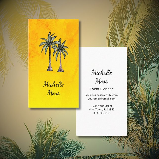 Tropical Palm Trees Botanical Professional Gold Business Card (Creator Uploaded)