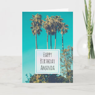 Tropical Palm Trees California Retro Birthday Card