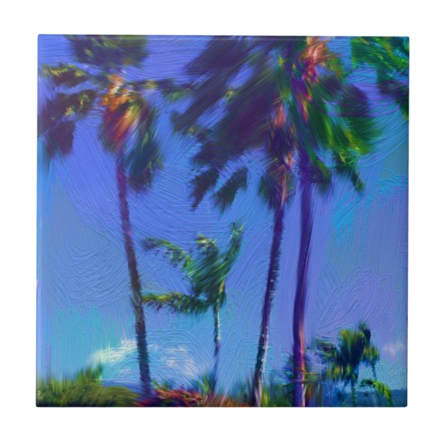 Tropical Palm Trees Ceramic Tile (Front)